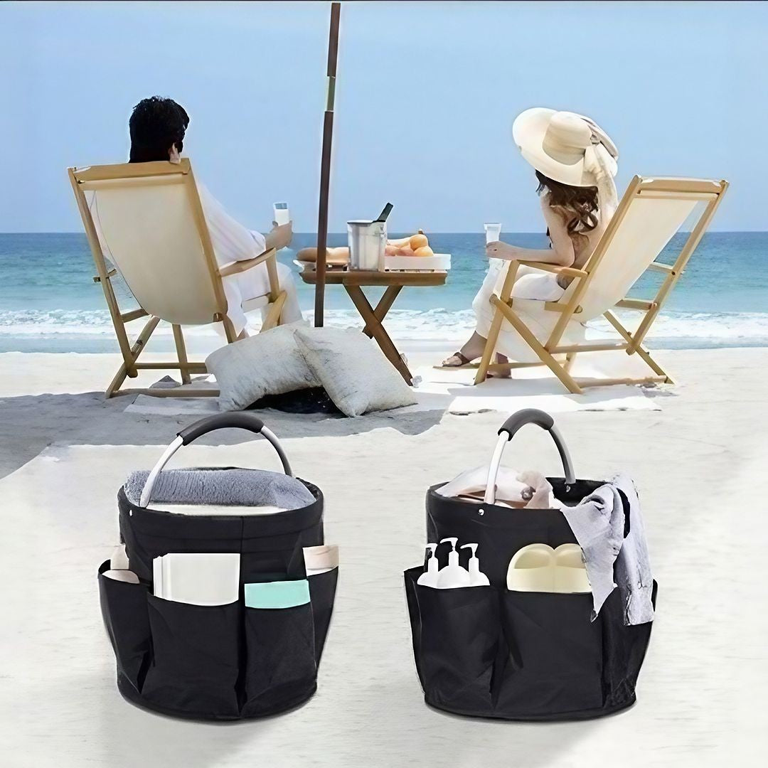 Geanta Cos Universal pentru Scule si Picnic, Organizator Pliabil cu Buzunare Exterioare si Maner Metalic, Material Oxford 600D Rezistent, 17L, 28 x 28 x 28 cm, Negru
