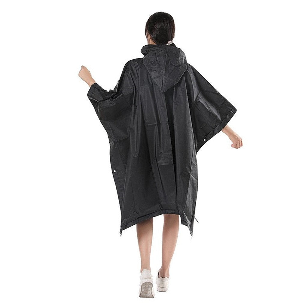 Pelerina de Ploaie Tip Poncho pentru Adulti, Unisex, Impermeabila cu Gluga si Capse Laterale, Material EVA Premium, 160 g, Negru