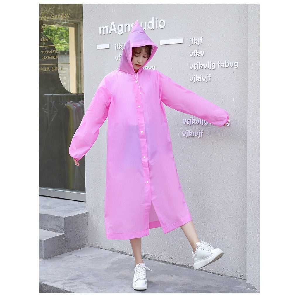 Pelerina de Ploaie pentru Adulti, Impermeabila si Rezistenta la Vant, Unisex, Gluga cu Snur si Inchidere cu Capse, Material EVA, Roz, 150-180 cm, 140 g