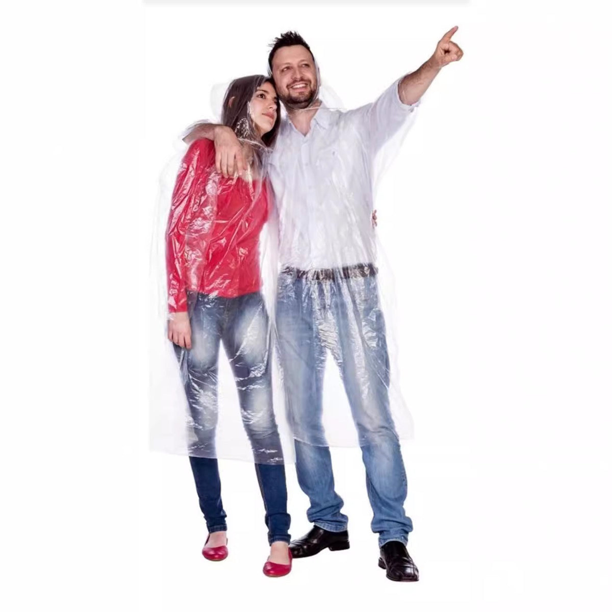 Pelerină de Ploaie pentru Adulți, Tip Poncho Impermeabil cu Glugă și Șnur, Material Plastic de Unică Folosință, 150 x 90 cm, 30 g, Transparent