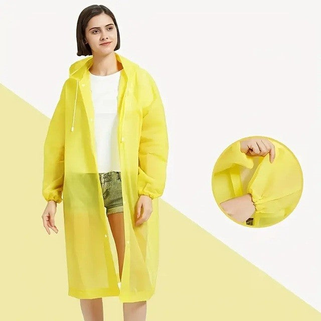 Pelerină de Ploaie pentru Adulți, Impermeabilă și Rezistentă la Vânt, cu Glugă Reglabilă și Capse, Material EVA, Unisex, 150-180 cm, Galben