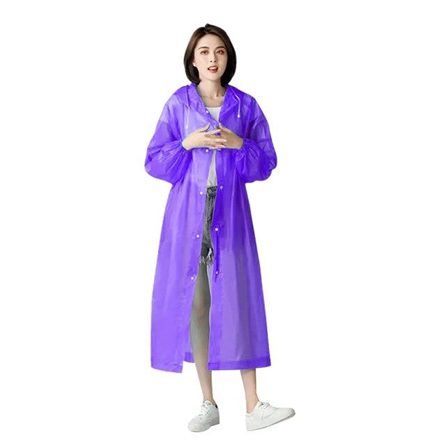 Pelerina de Ploaie pentru Adulti, Unisex, Impermeabila si Rezistenta la Vant, Material EVA, Inchidere cu Capse si Gluga Reglabila, 150-180 cm, 140 g, Mov
