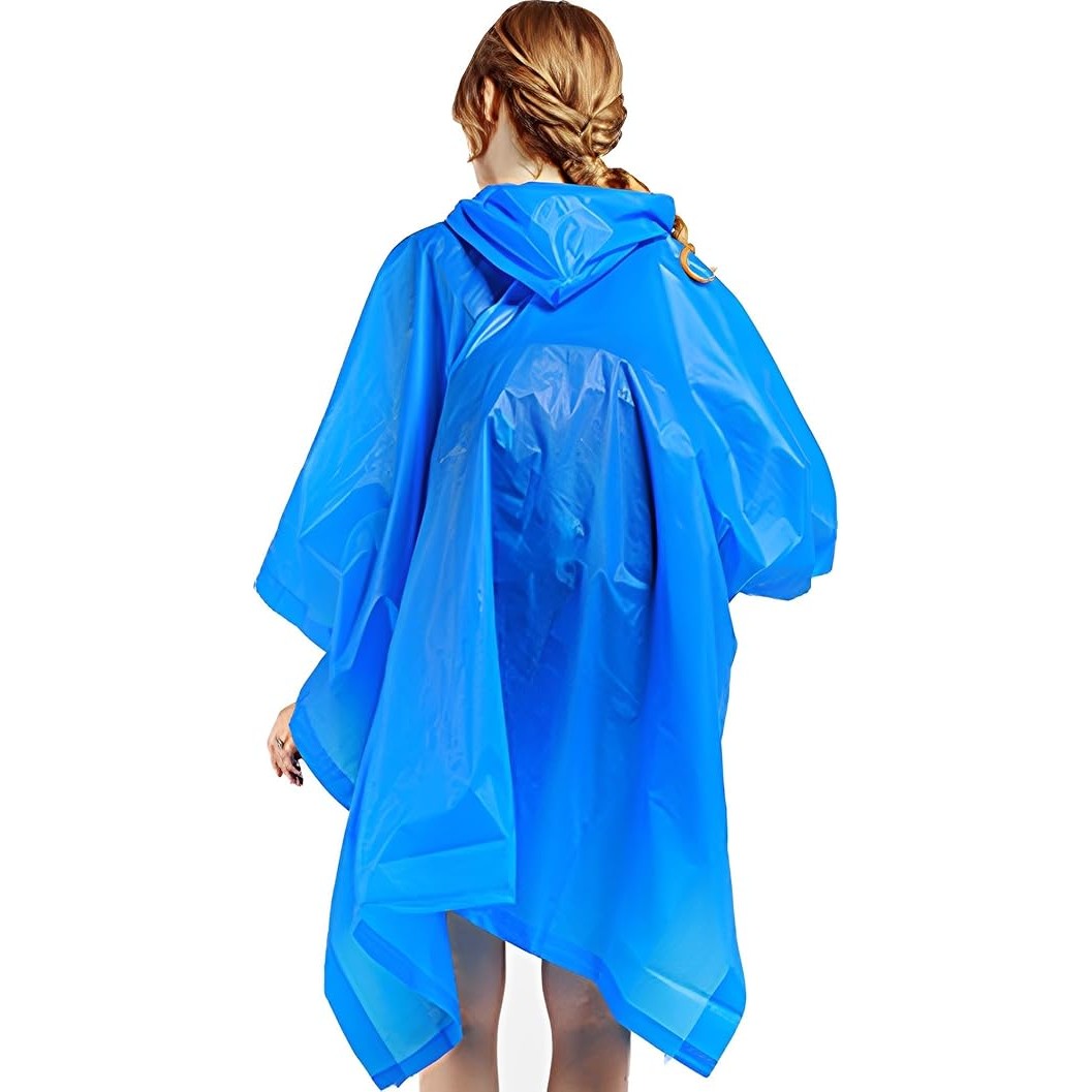 Pelerina de Ploaie Tip Poncho pentru Adulti, Impermeabila si Rezistenta la Vant, Material EVA Premium, Gluga Reglabila si Capse Laterale, Marime Universala, 160 g, Albastru