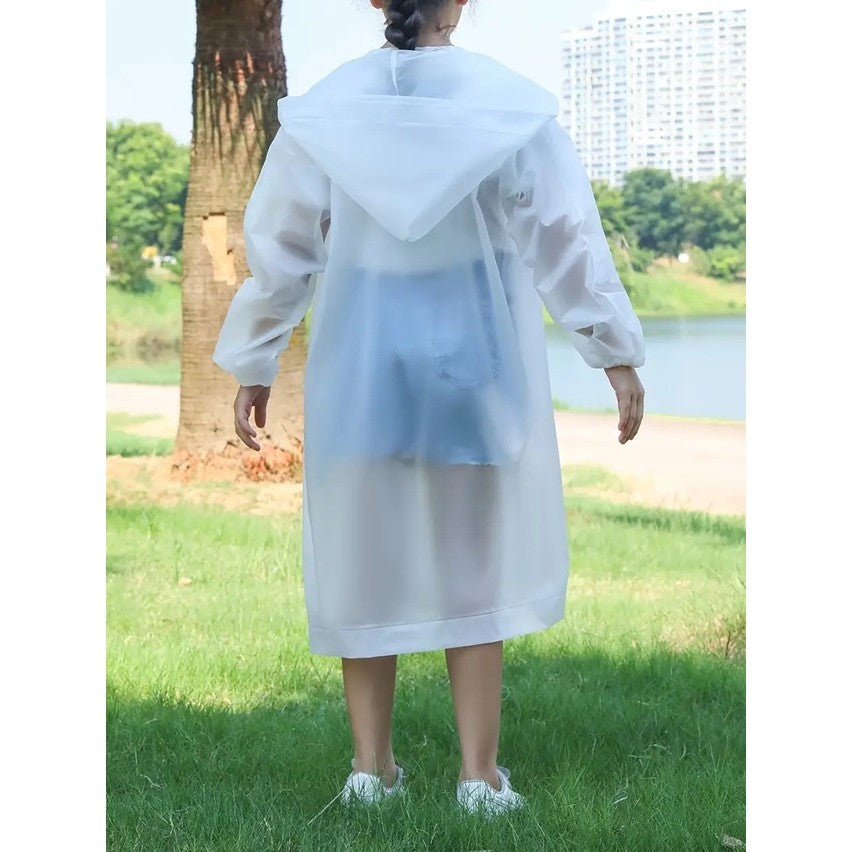 Pelerină de Ploaie pentru Copii, Impermeabilă, Unisex, Glugă Reglabilă și Manșete Elastice, Material EVA, Înălțime 100-145 cm, Alb