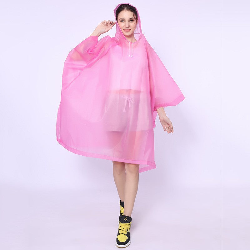Pelerina de Ploaie Tip Poncho pentru Adulti, Impermeabila si Rezistenta la Vant, Gluga cu Snur si Capse Laterale, Material EVA, Marime Universala, 160 g, Roz