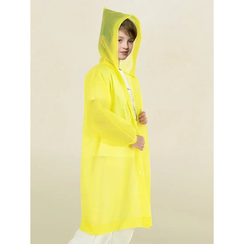 Pelerina de Ploaie pentru Copii, Impermeabila cu Gluga si Capse, Unisex, Material EVA Ecologic, Inaltime 100-145 cm, Galben