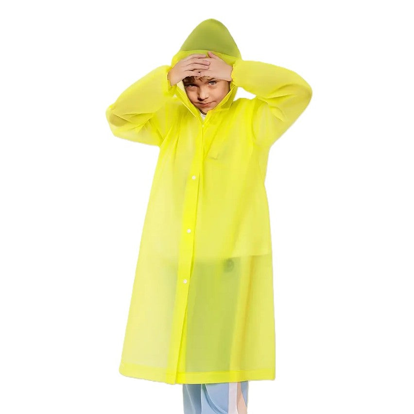 Pelerina de Ploaie pentru Copii, Impermeabila cu Gluga si Capse, Unisex, Material EVA Ecologic, Inaltime 100-145 cm, Galben