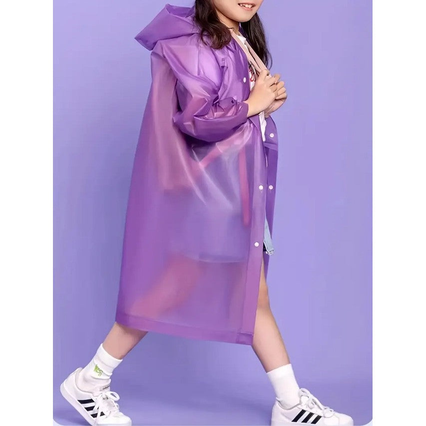 Pelerina de Ploaie pentru Copii, Impermeabila, Unisex, cu Gluga si Inchidere cu Capse, Material EVA, Inaltime 100-145 cm, Mov