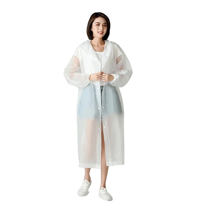 Pelerina de Ploaie pentru Adulti, Impermeabila si Rezistenta la Vant, cu Gluga si Capse, Material EVA, Unisex, 150-180 cm, Alb, 140 g