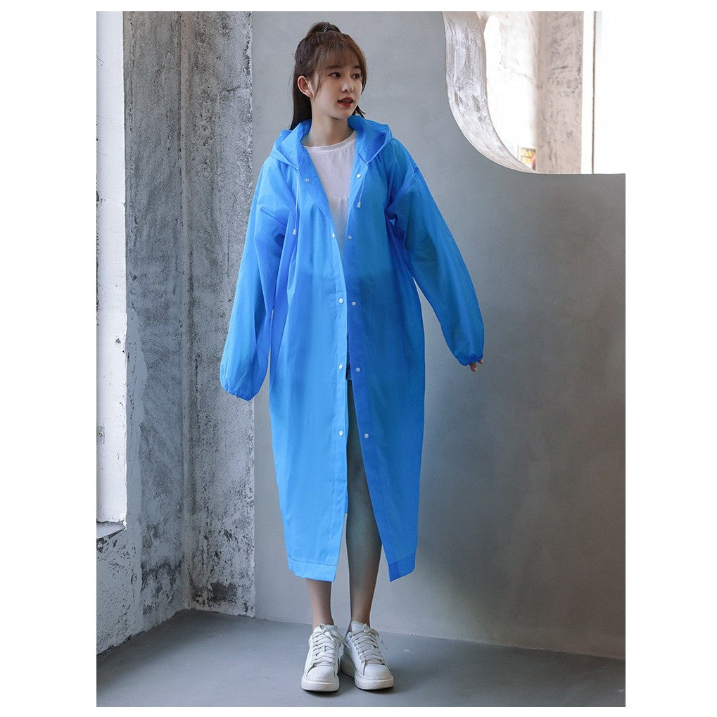 Pelerina de Ploaie pentru Adulti, Impermeabila si Rezistenta la Vant, cu Gluga Reglabila si Inchidere cu Capse, Material EVA, Unisex, 150-180 cm, Albastru