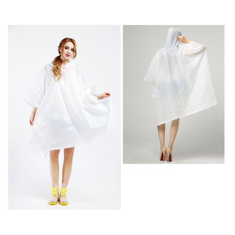 Pelerina de Ploaie Tip Poncho pentru Adulti, Unisex, Impermeabila cu Gluga si Capse Laterale, Material EVA, 160 g, Alb