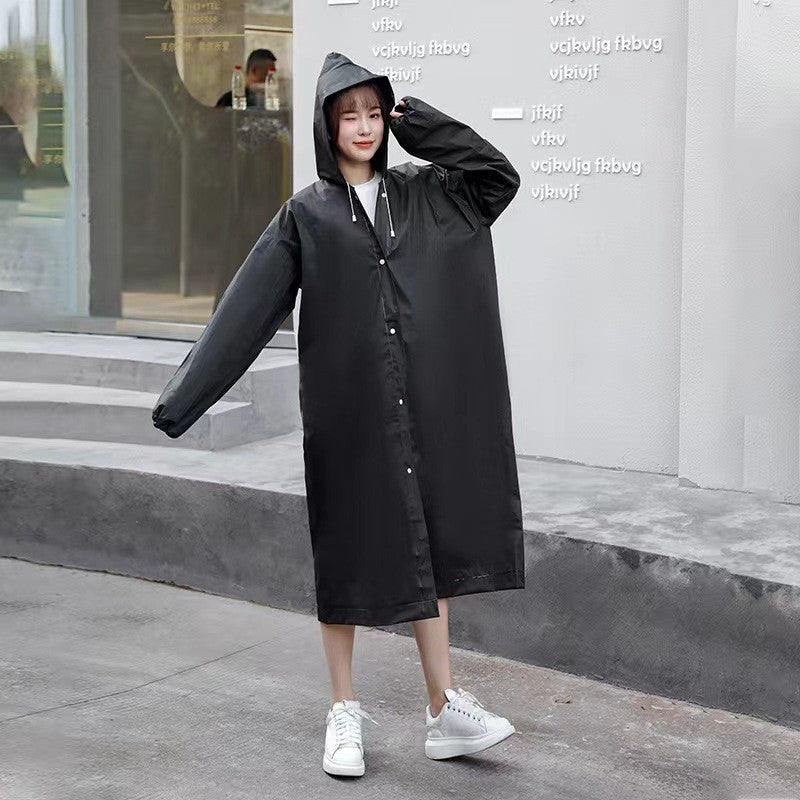 Pelerina de Ploaie pentru Adulti, Unisex, Impermeabila si Rezistenta la Vant, Material EVA, Inchidere cu Capse si Gluga, Negru, 150-180 cm, 140 g