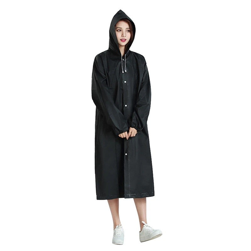 Pelerina de Ploaie pentru Adulti, Unisex, Impermeabila si Rezistenta la Vant, Material EVA, Inchidere cu Capse si Gluga, Negru, 150-180 cm, 140 g