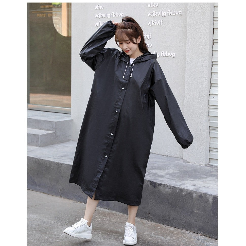 Pelerina de Ploaie pentru Adulti, Unisex, Impermeabila si Rezistenta la Vant, Material EVA, Inchidere cu Capse si Gluga, Negru, 150-180 cm, 140 g