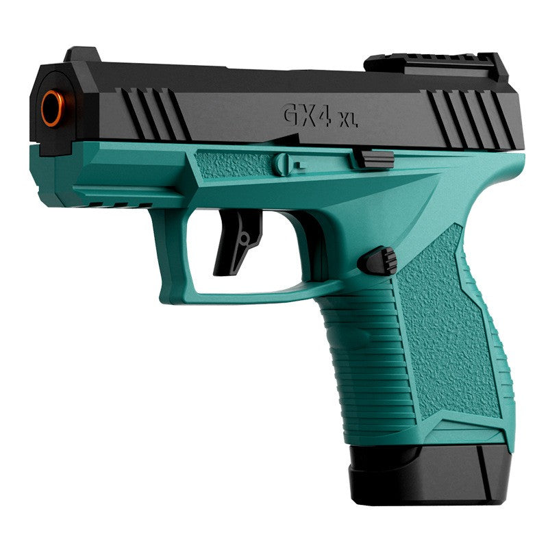 Pistol de Jucarie GX4 XL, Blaster cu Mecanism de Ejectie Cartuse si Blowback, 20 Gloante din Spuma Moale si 6 Tuburi, 15 x 13 x 3.5 cm, Negru/Verde