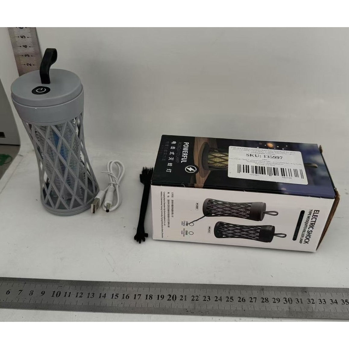 Lampă Anti-Insecte, Capcană Electrică cu Lumină UV și Șoc, Încărcare USB, Acoperire 40 mp, Funcționare Silențioasă, Material ABS, 12 x 6 cm, Gri
