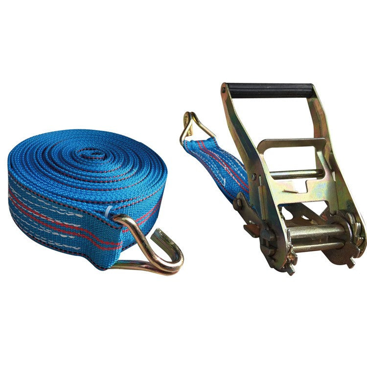 Chinga Ancorare Cu Clichet Si Carlige Duble, Fixare Marfuri Si Transport, Poliester Si Metal, 10 m x 5 cm, Albastru