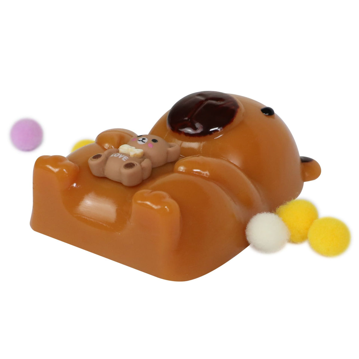 Jucarie Antistres Squishy, Model Urs cu Revenire Lenta, Squeeze Pinch Family, Material TPR Flexibil, 4.5 x 7.2 cm, Maro