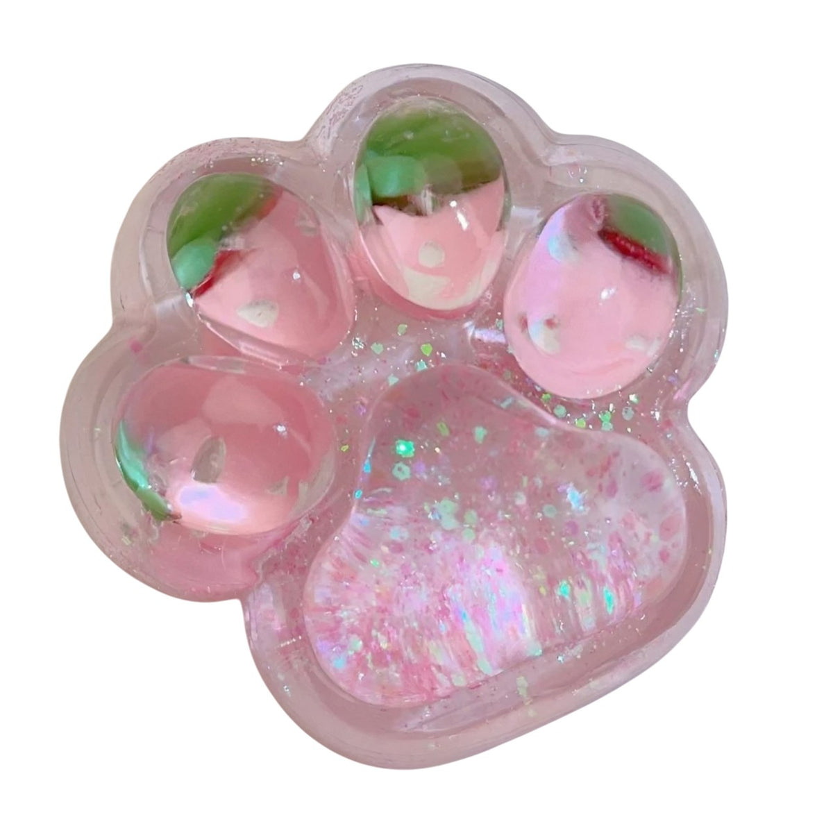 Jucarie Antistres Squishy, Model Labuta de Pisica cu Sclipici, Revenire Lenta, Silicon Moale, 6.5x6 cm, 60g, Roz