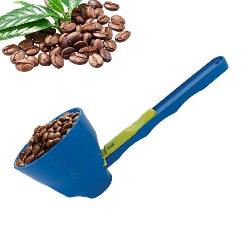 Lingura Gradata Tip Palnie, Dozator pentru Lapte Praf si Pudra Proteica, Coada Lunga pentru Recipiente Adanci, Plastic Durabil, 8 x 8 x 3 cm, Albastru/Verde