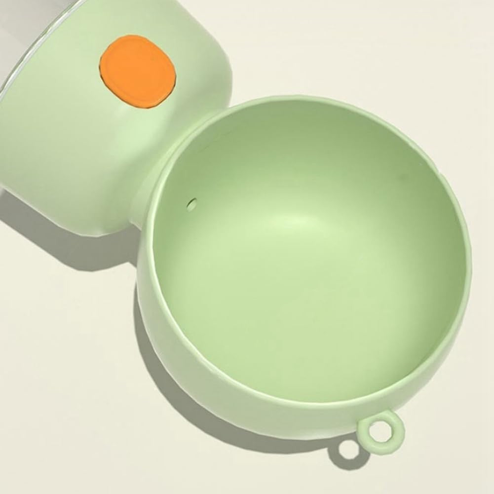 Sticla Portabila 2 in 1 pentru Apa si Hrana Caini si Pisici, Dispenser cu Buton si Garnitura Anti-Scurgere, ABS, 400 ml si 182 ml, Verde