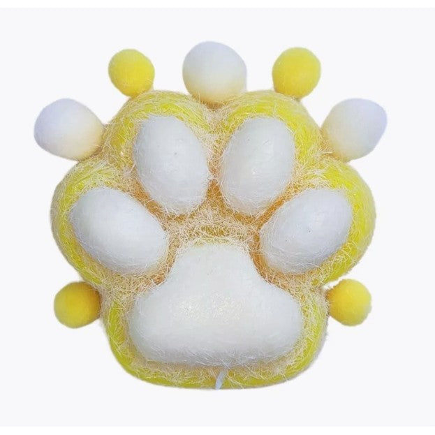 Jucarie Interactiva Squishy Antistres, Model Labuta de Pisica, Revenire Lenta, Material TPR Moale, Textura Puf, 7.5 cm, +3 Ani, Galben