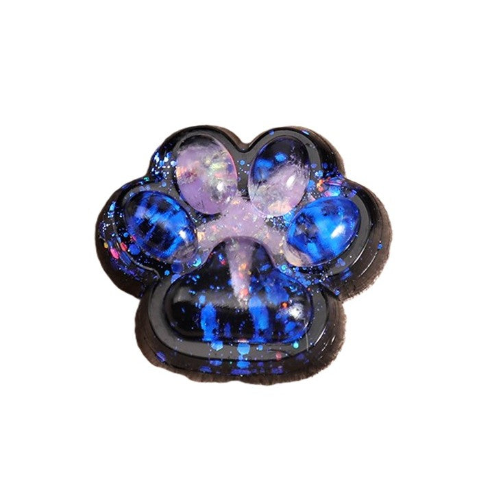 Jucarie Antistres Squishy, Model Labuta de Pisica Cat Paw, Revenire Lenta, Material TPR Moale, 6.5 x 6 cm, Negru cu Insertii Galaxie