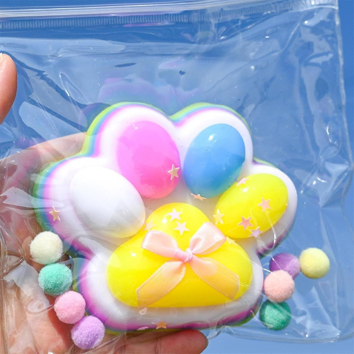 Jucarie Antistres Squishy, Labuta de Pisica cu Revenire Lenta, Textura Moale si Elastica, Dimensiune Mare 12.5 x 10.5 cm, 220 g, Roz Multicolor