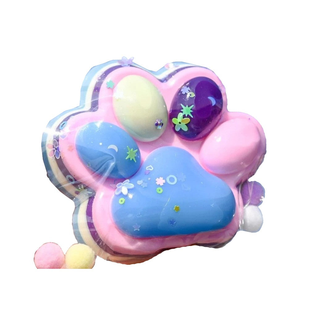 Jucarie Antistres Squishy Model Labuta de Pisica, Textura Moale cu Revenire Lenta, Material Elastic, Dimensiune Big 12.5 x 10.5 cm, 220 g, Multicolor Roz Mov