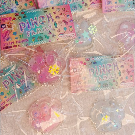 Jucarie Antistres Squishy, Labuta de Pisica cu Perlute si Revenire Lenta, Material TPR Flexibil, 7 x 6.5 cm, Multicolor