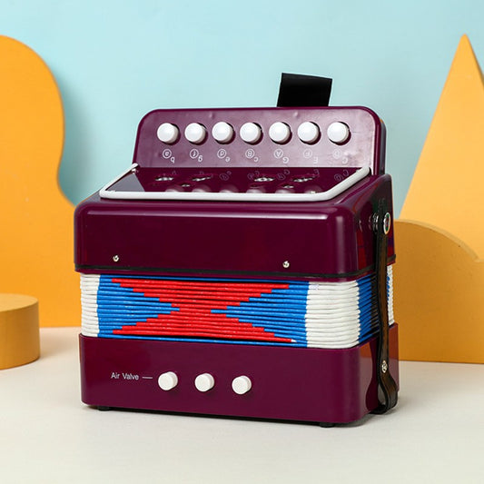 Acordeon Jucarie Pentru Copii, Instrument Muzical Educativ, 7 Butoane si 2 Basi, Plastic Rezistent, 18 x 17 x 10 cm, Mov