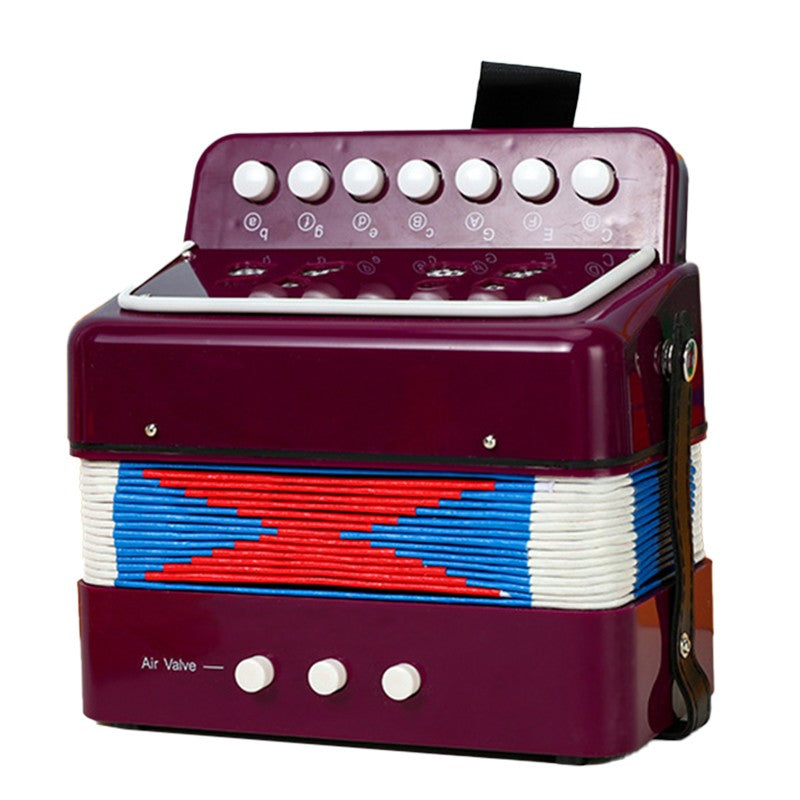 Acordeon Jucarie Pentru Copii, Instrument Muzical Educativ, 7 Butoane si 2 Basi, Plastic Rezistent, 18 x 17 x 10 cm, Mov