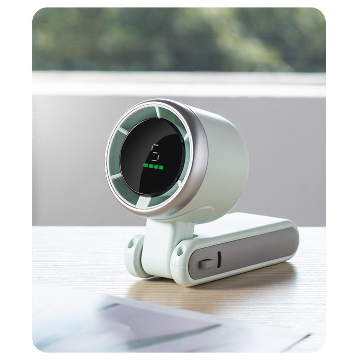 Mini Ventilator Portabil, 5 Trepte De Viteza, Afisaj Digital HD, Unghi Reglabil 180 Grade, Incarcare USB Type-C, Plastic, 5.95 x 5.2 x 17.2 cm, Verde
