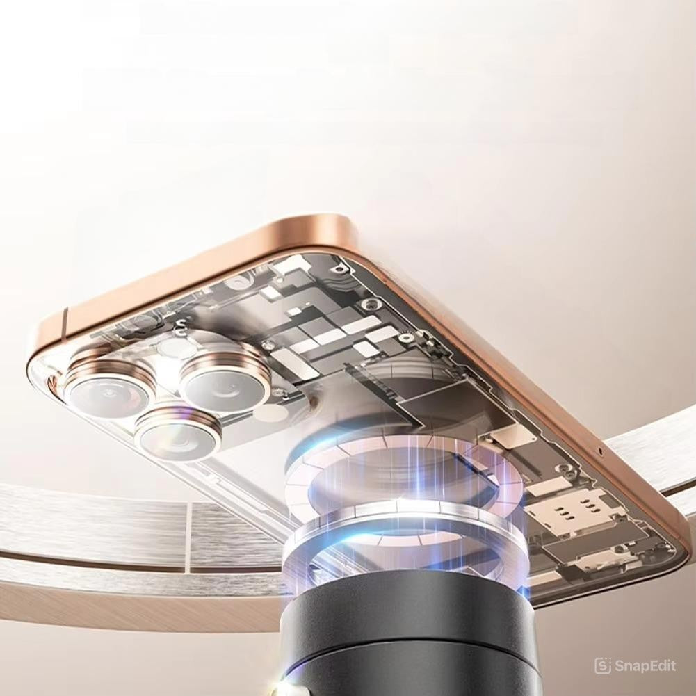 Suport Auto Magnetic Pentru Telefon, Fixare Prin Vid Cu Ventuza, Pliabil Si Retractabil, Rotatie 360 Grade, ABS, Negru