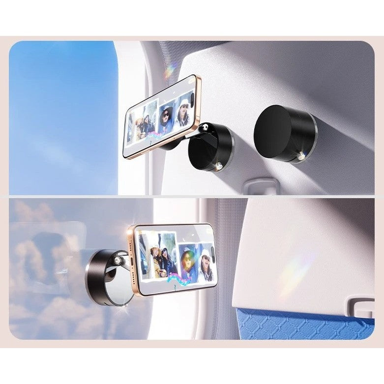 Suport Auto Magnetic Pentru Telefon, Fixare Prin Vid Cu Ventuza, Pliabil Si Retractabil, Rotatie 360 Grade, ABS, Negru