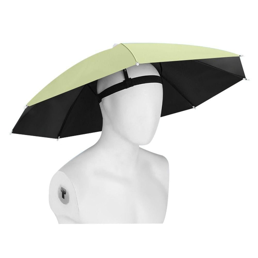 Umbrela De Cap Pentru Pescuit Si Drumetii, Protectie UV Si Ploaie, Banda Elastica Reglabila, Cadru Otel, Diametru 69 cm, Verde Matcha