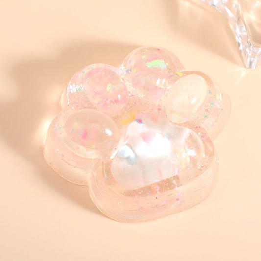 Jucarie Antistres Squishy, Model Labuta de Pisica Cat Paw, Revenire Lenta, Material TPR Moale, Transparent, 6.5 x 7 cm, 62 g
