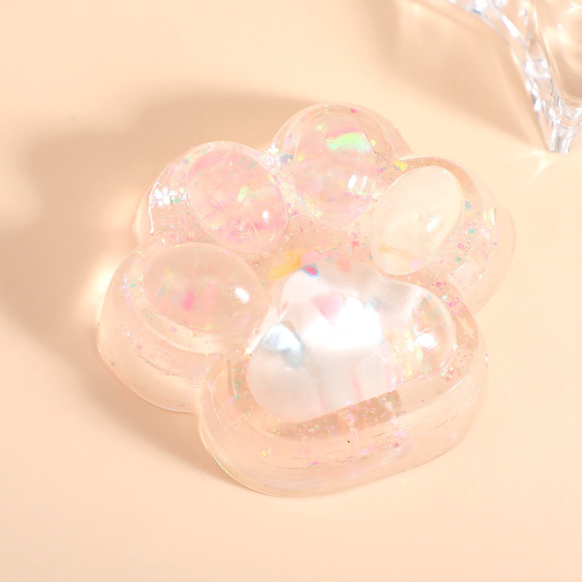 Jucarie Antistres Squishy, Model Labuta de Pisica Cat Paw, Revenire Lenta, Material TPR Moale, Transparent, 6.5 x 7 cm, 62 g