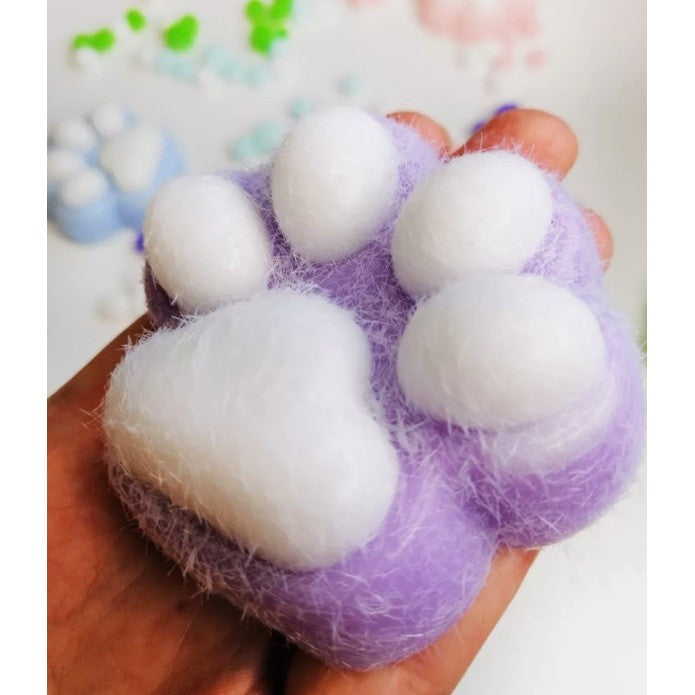Jucarie Interactiva Squishy Antistres, Model Labuta de Pisica, Revenire Lenta, Material TPR Moale cu Textura Puf, 7.5 cm, Mov