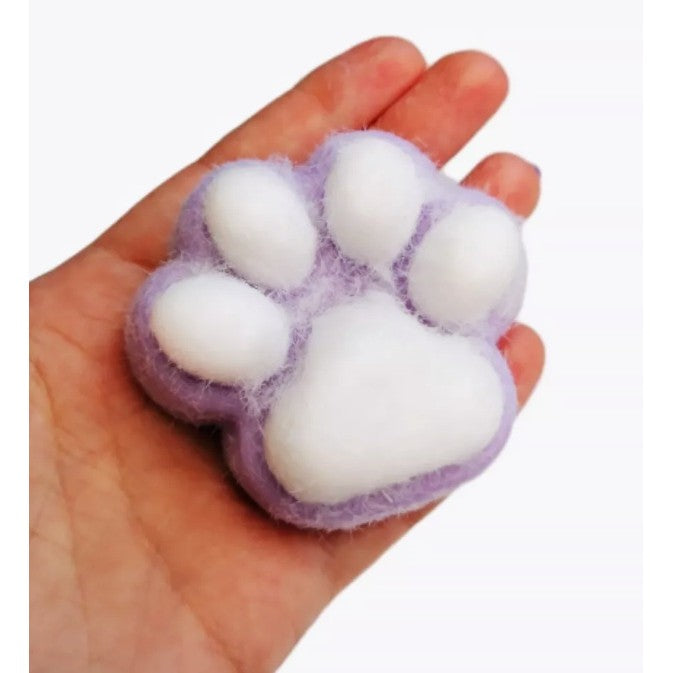 Jucarie Interactiva Squishy Antistres, Model Labuta de Pisica, Revenire Lenta, Material TPR Moale cu Textura Puf, 7.5 cm, Mov