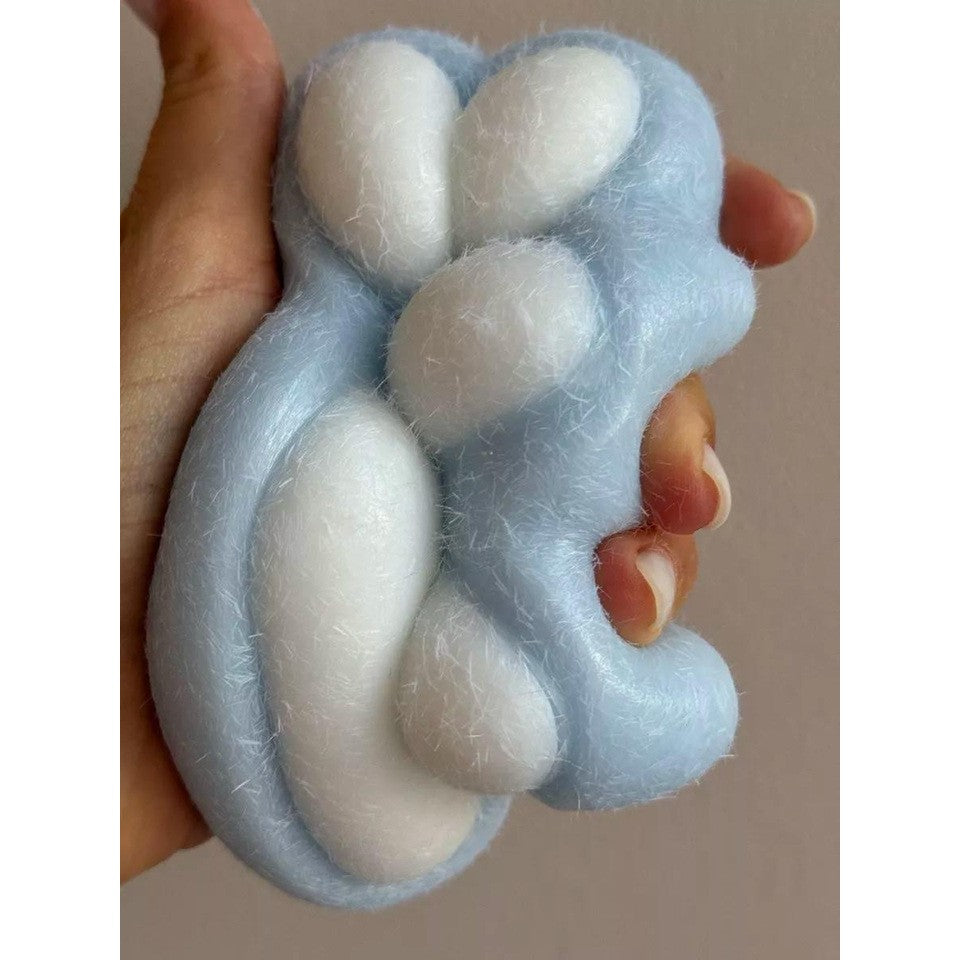 Jucarie Interactiva Squishy, Model Labuta de Pisica, Antistres cu Revenire Lenta, Material TPR Moale, Textura Puf, 7.5 cm, Albastru