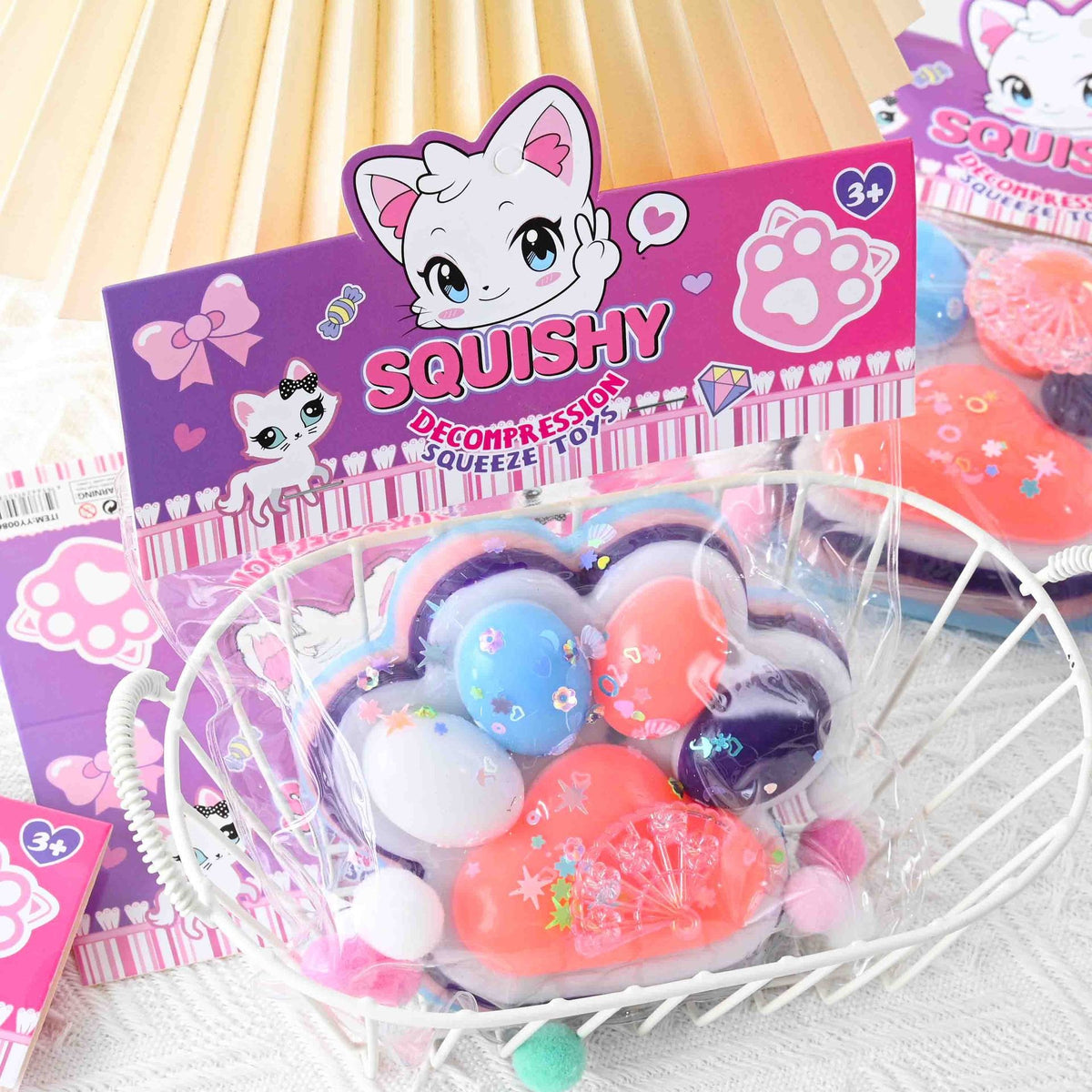 Jucarie Antistres Squishy, Model Labuta de Pisica Cat Paw cu Revenire Lenta, Material TPR Moale, 12.5x10.5 cm, 220g, Multicolor