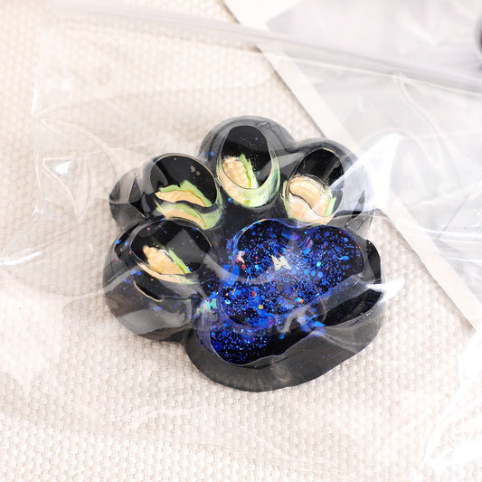 Jucarie Antistres Squishy, Model Labuta de Pisica, Revenire Lenta, Textura Moale pentru Relaxare, Material TPR Elastic, 6.5 x 6 cm, Negru cu Insertii, 1 Bucata