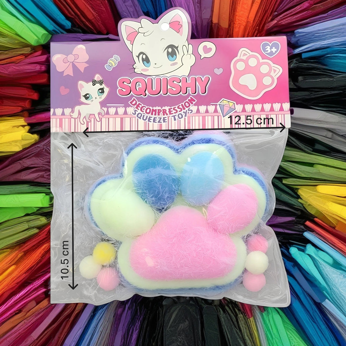 Jucarie Antistres Squishy, Model Labuta de Pisica Cat Paw, Revenire Lenta pentru Relaxare, Material Squeeze Moale, 12.5x10.5 cm, 220g, Multicolor
