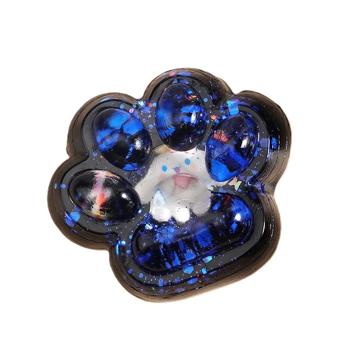 Jucarie Antistres Squishy, Model Labuta de Pisica Cat Paw, Revenire Lenta, Material TPR Flexibil, 6.5 x 6 cm, Negru cu Insertii, 1 Bucata