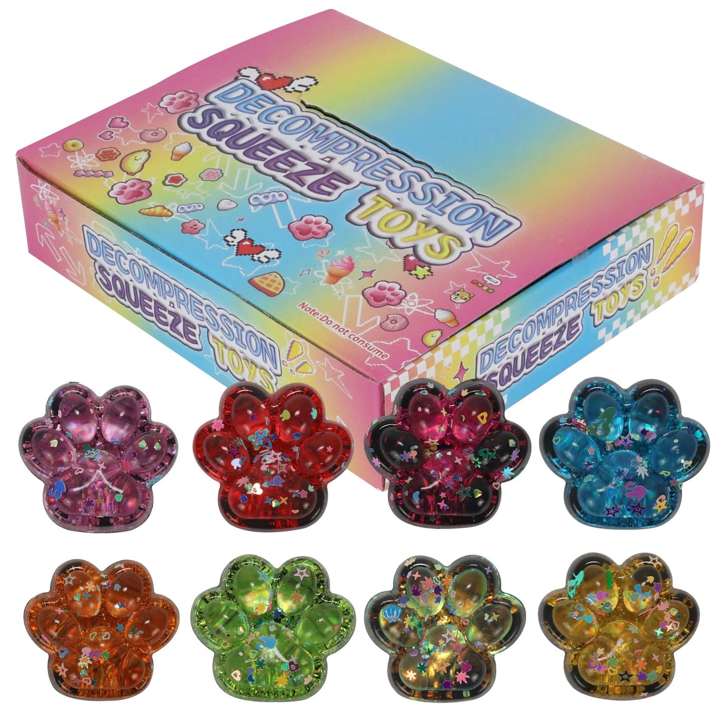 Cutie Depozitare si Ambalare pentru Jucarii Antistres Squishy Cat Paw, Capacitate 16 Piese, Carton Rezistent, 27 x 24 x 8 cm, Roz