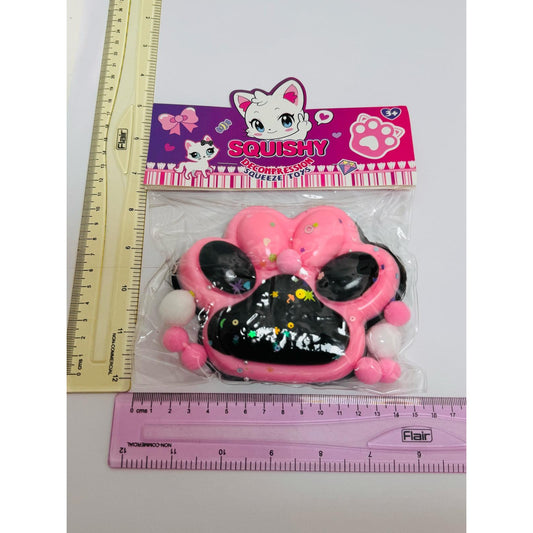 Jucarie Antistres Squishy Pinch Family, Model Labuta de Pisica cu Stelute, Textura Moale cu Revenire Lenta, Material Elastic, 12 cm, 220g, Roz/Negru
