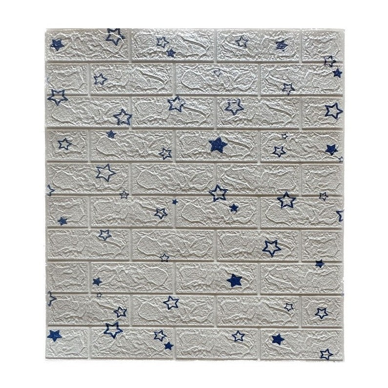 Tapet 3D Autoadeziv, Panouri Perete Impermeabile cu Design Stelute, Placi PVC Izolante, Set 10 Bucati, 70 x 77 cm, Suprafata 5.3 mp, Alb si Albastru