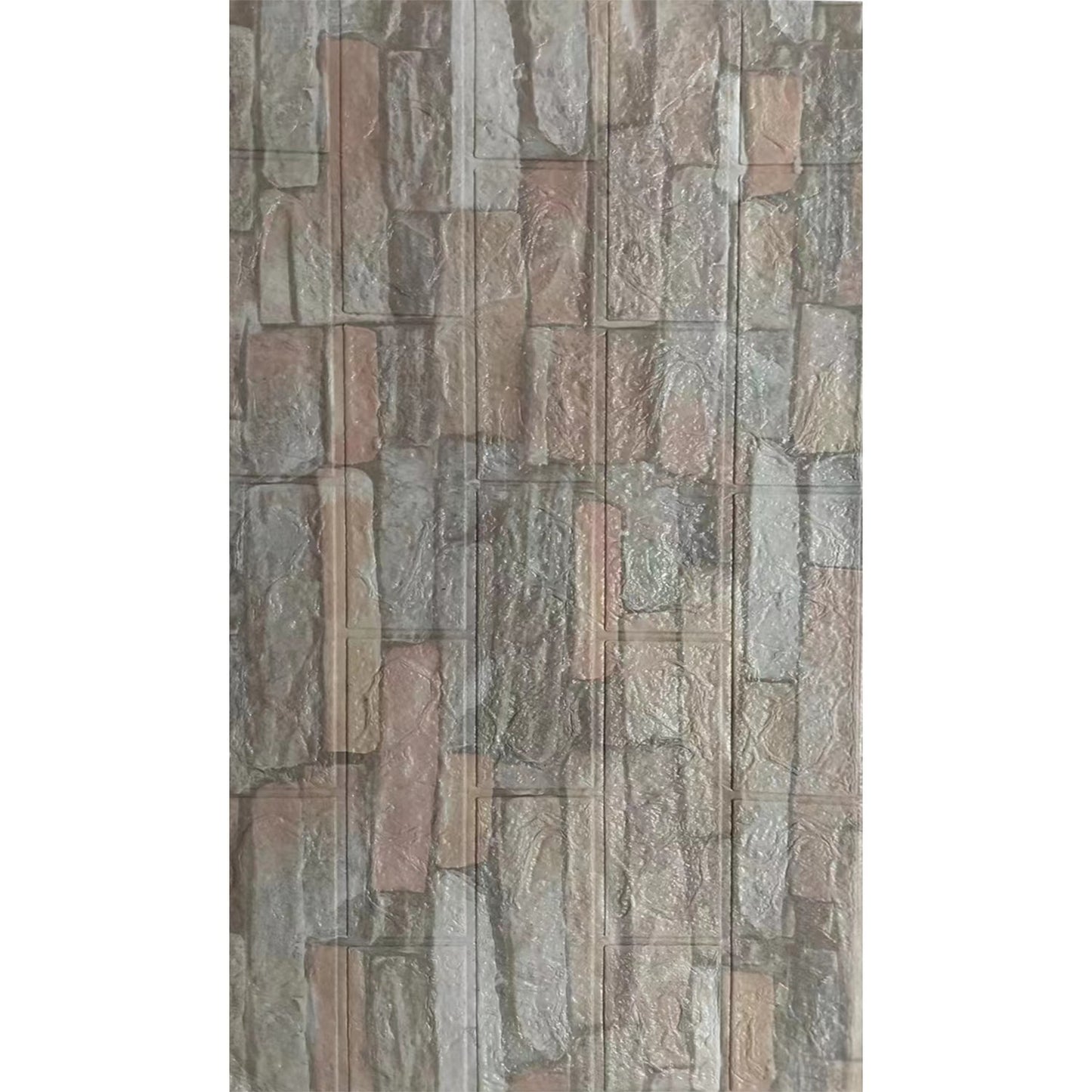 Tapet Autocolant 3D, Placi Autoadezive Model Piatra, PVC Impermeabil, Izolatie Fonica si Termica, Set 10 Bucati, 70 x 77 cm, Grosime 2.5 mm, Suprafata 5.3 mp, Crem