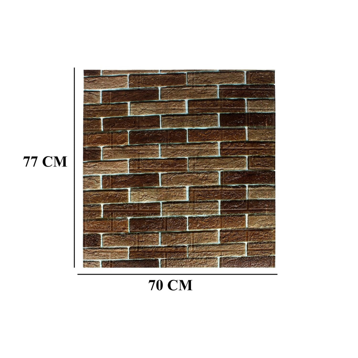 Tapet 3D Autoadeziv, Model Caramida, Set 10 Placi Impermeabile, Izolant Fonic si Termic, PVC, 70 x 77 cm, Grosime 2.5 mm, Suprafata 5.3 mp, Maro